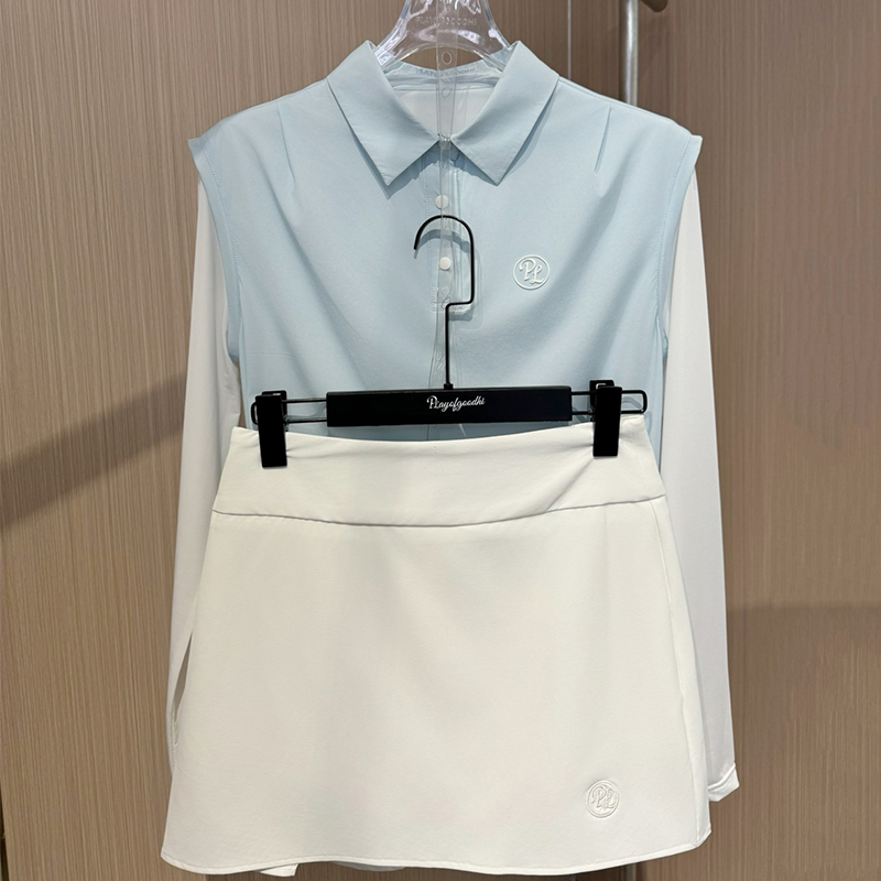 Golf Equipment Women - PL ผู้หญิงเสื้อผ้ากอล์ฟครีมกันแดดเสื้อโปโลแขนยาวสุภาพสตรีกระโปรงจีบเอวสูงผ้าไหมน้ําแข็ง Cooling Golf Sporty ชุด