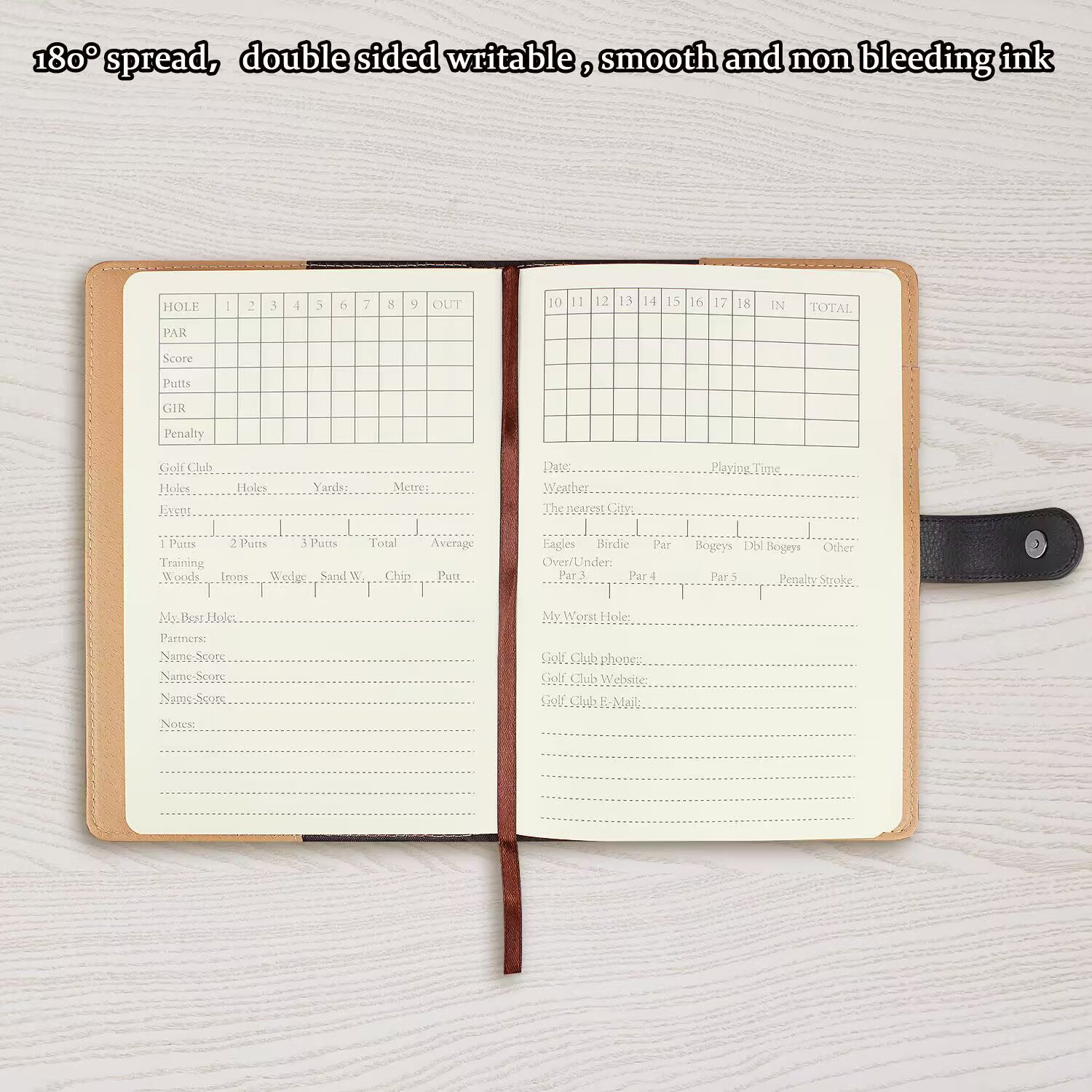 สมุดบันทึกคะแนนกอล์ฟ ปกหนังสีด - Golf Scorecard Holder บทวิจารณ์และราคา
